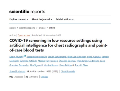 COVID-19 screening in low resource settings using artificial intelligence for chest radiographs and point-of-care blood tests